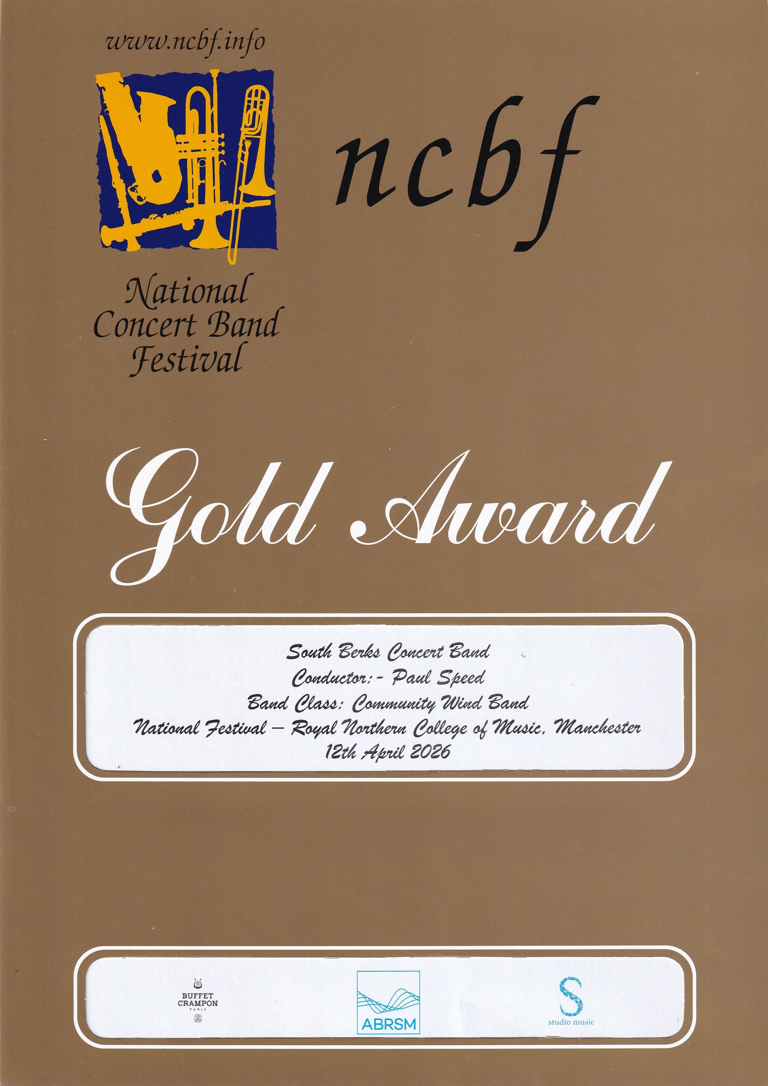 2026 NCBF National Gold Award